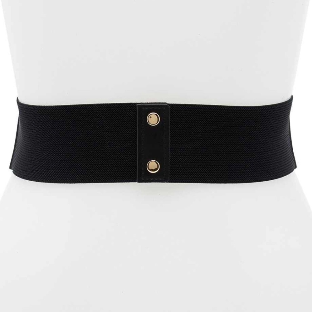 *LAST ONE* Black & Gold Double Buckle Stretch Belt - Picture 2 of 4